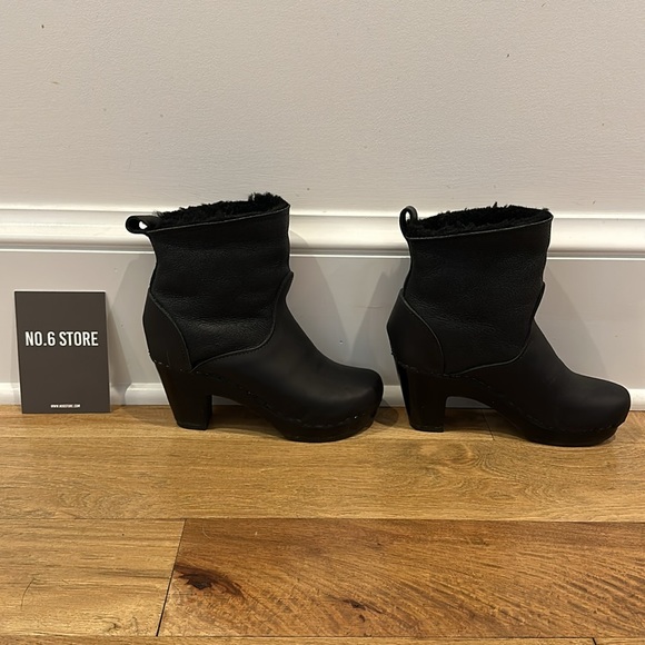No. 6 Pull on Shearling Clog Boot - Size 35 - Black/Black - Picture 3 of 7